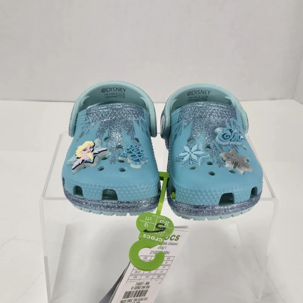 Crocs X Disney Frozen Light Blue Glitter Kids Clogs with Strap Size C5 Toddler